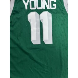 Men's #11 North Basketball Jersey - Breathable & Comfortable Mesh Tank Top, V-Neck, Sleeveless Sports Uniform for Training & Casual Wear, Green, Sizes S-3XL