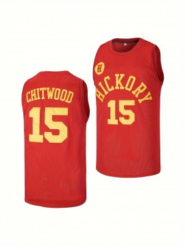 15 Basketball Jersey Stitched Hickory High School Basketball Vest Red S-3XL
