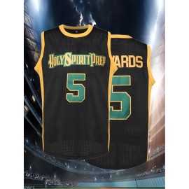 Men'S Basketball Shirt # 5-5 Black Basketball Sportswear Suitable For Training, Competition, Team Sports, Christmas, Halloween, Summer Party, Beach Party, Breathable Round Neck Embroidered Polyester Knitted Micro Elastic Loose Fabric S-XXXL