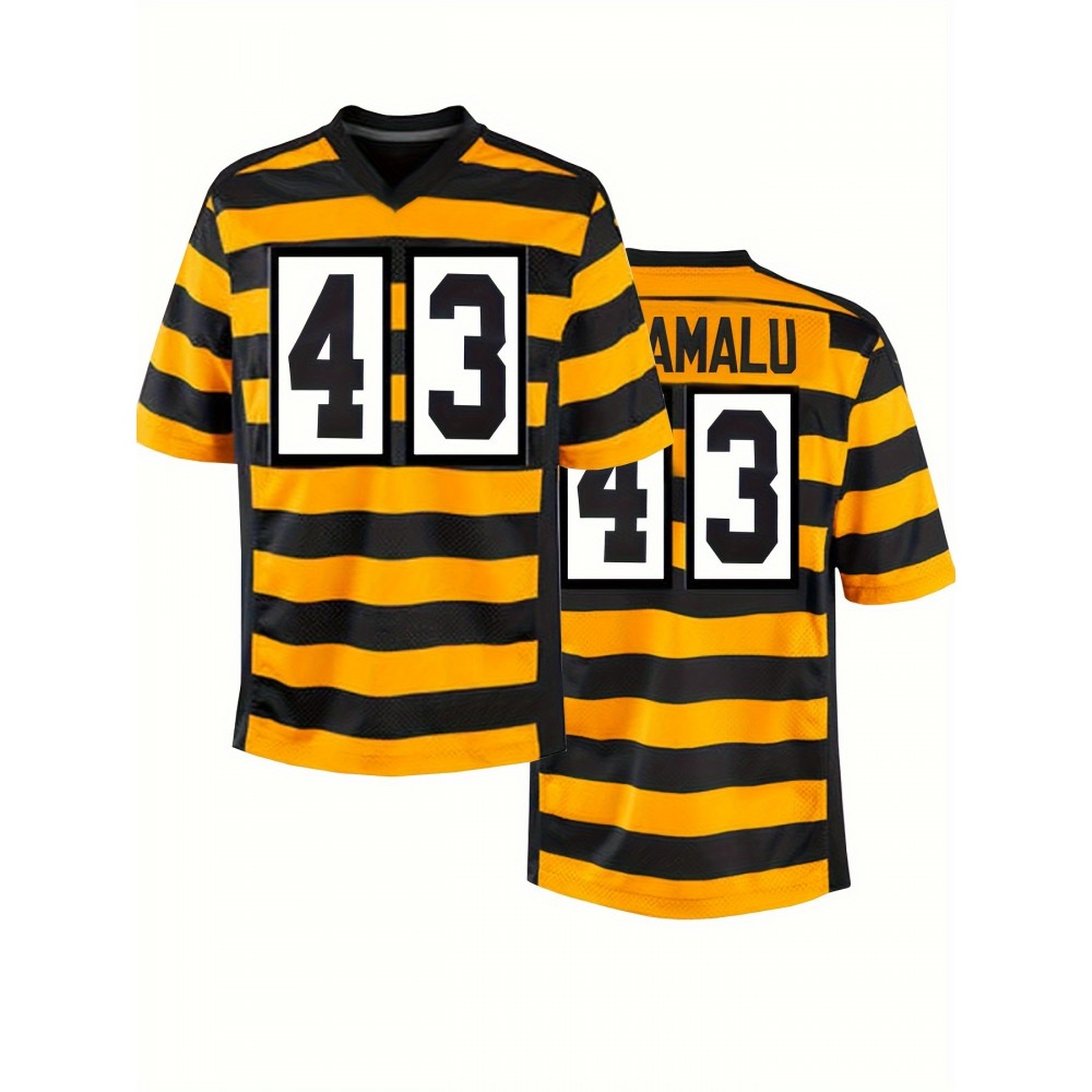 Men's 43 Black and yellow color blocking Embroidery Sport Jersey : V-neck short sleeves Breathable Sports Uniform For Training Competition