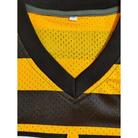 Men's 43 Black and yellow color blocking Embroidery Sport Jersey : V-neck short sleeves Breathable Sports Uniform For Training Competition
