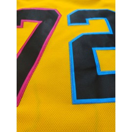 Men's #72 Yellow & Black Ice Hockey Jersey - V-Neck, Short Sleeve, Breathable Sports Uniform for Training & Competition, Polyester, Machine Washable