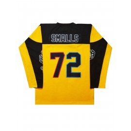Men's #72 Yellow & Black Ice Hockey Jersey - V-Neck, Short Sleeve, Breathable Sports Uniform for Training & Competition, Polyester, Machine Washable
