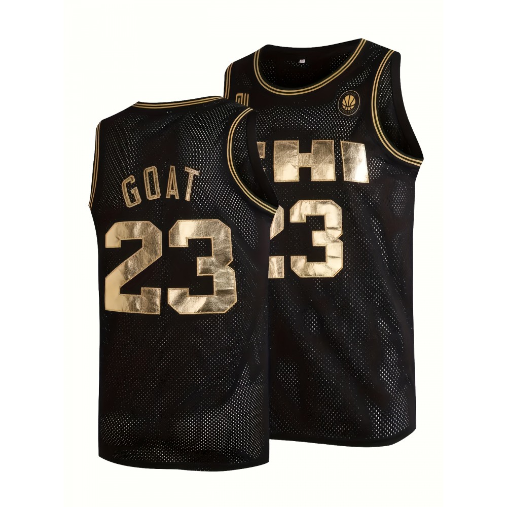 Men's 23# Throwback Basketball Jersey, Vintage Embroidered Crewneck Breathable Race Training Uniform