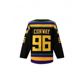 Men's Ice Hockey Jersey Black #96 Charlie Conway Mighty Ducks Adam Banks Movie Retro Vintage