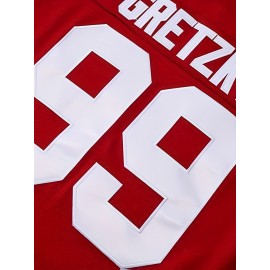 Gretzky #99 Canada Cup Team Ice Hockey Jersey - Vintage Red & White Design, Breathable Polyester, V-Neck, Long Sleeve, Details, Perfect for Casual Wear, Parties & Sports