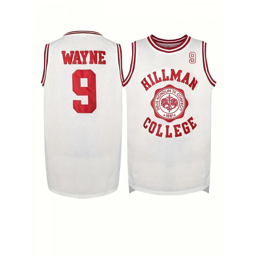 Men's Hillman College #9 Basketball Tank Top - Breathable, Moisture-Wicking Polyester with Letter & Number, Sleeveless Athletic Uniform for All Seasons Men's Hillman College #9 Basketball Tank Top - Breathable, Moisture-Wicking Polyester with Letter & Number, Sleeveless Athletic Uniform for All Seasons