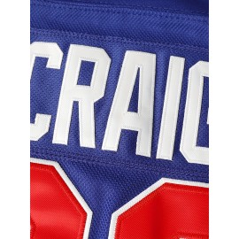 Men's #30 Vintage USA Team Blue Ice Hockey Jersey - Retro Stitched Letters & Numbers, Loose Fit, V-Neck, Long Sleeves, Polyester, S-XXXL, Machine Washable, Perfect for Casual Wear, Sports, Parties & Outdoor Activities