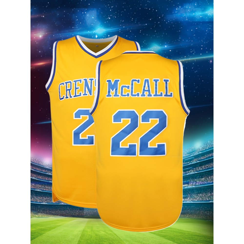 Men's #22 Embroidered Basketball Jersey - 100% Polyester, V-Neck, Sleeveless - Perfect for Training & Streetwear, Spring/Summer/Fall, American Basketball, Yellow Men's #22 Embroidered Basketball Jersey - 100% Polyester, V-Neck, Sleeveless - Perfect for Training & Streetwear, Spring/Summer/Fall, American Basketball, Yellow