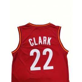 22 Basketball Suit Stitched Men's Polyester Round Neck Retro Sports Vest In Red S-3XL