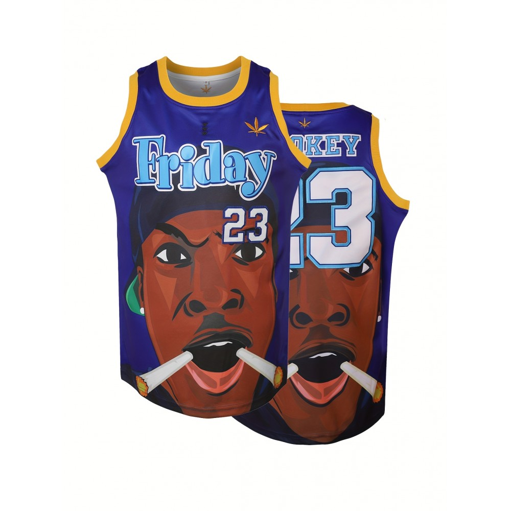 Blue Men's Hip-hop Clothing 23 Basketball Jersey Stitched Polyester Round Neck Sleeveless Basketball Vest S-3XL Blue Men's Hip-hop Clothing 23 Basketball Jersey Stitched Polyester Round Neck Sleeveless Basketball Vest S-3XL