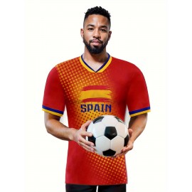 Professional Sports Fabric Men'S Creative Pattern Print Country Home Soccer Jersey T-shirt