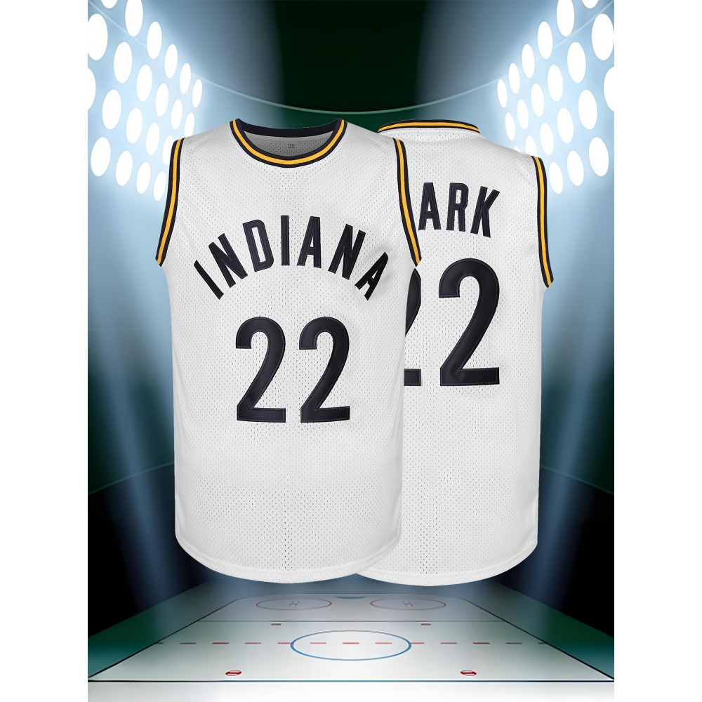 Men's Indiana 22 Basketball Jersey, Polyester Knit Fabric, V-Neck, Loose Fit, Quick-Dry, Breathable, for Casual & Athletic Wear, Sizes S-3XL Men's Indiana 22 Basketball Jersey, Polyester Knit Fabric, V-Neck, Loose Fit, Quick-Dry, Breathable, for Casual & Athletic Wear, Sizes S-3XL