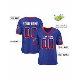 Customizable Plus Size Football Jersey - Personalized Name & Number, Vibrant Orange & White Striped Design, V-Neck Short Sleeve for Women'S Outdoor Sports, Team Uniforms, Summer Athletic Wear, Sporty Clothing, Durable Sportswear