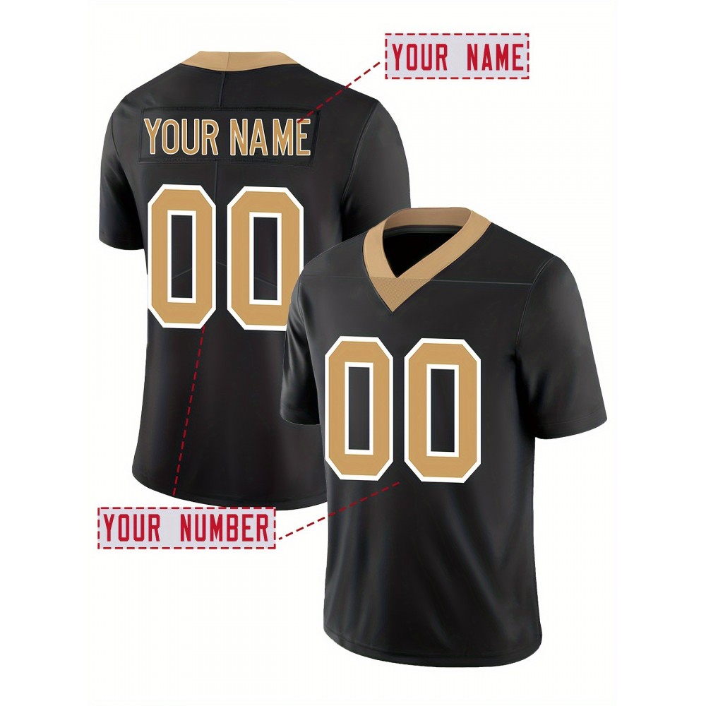 Customizable Women'S Football Jersey - Personalized Name & Number, Breathable V-Neck Design, Comfort Fit for Outdoor Sports, Black with Golden Accents, Summer Activewear, Sporty Clothing, Durable Sportswear Customizable Women'S Football Jersey - Personalized Name & Number, Breathable V-Neck Design, Comfort Fit for Outdoor Sports, Black with Golden Accents, Summer Activewear, Sporty Clothing, Durable Sportswear