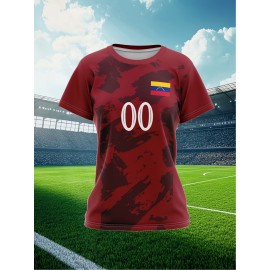Customizable Women'S Soccer Jersey - Personalized Name & Number, Red Camo Design, Soft Fabric, Round Neck, Summer Sports & Casual Wear, Soccer Accessories