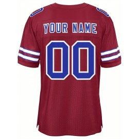 Customizable Football Jersey - Personalized Name & Number, V-Neck, Short Sleeve, Breathable Mesh Fabric, Team Colors with Bold 