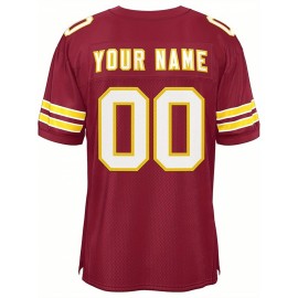 Customizable Football Jersey - Personalized Name & Number, V-Neck, Short Sleeve, Breathable Mesh Fabric, Team Colors with Bold 