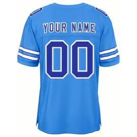 Customizable Football Jersey - Personalized Name & Number, V-Neck, Short Sleeve, Breathable Mesh Fabric, Team Colors with Bold 