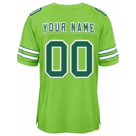Customizable Football Jersey - Personalized Name & Number, V-Neck, Short Sleeve, Breathable Mesh Fabric, Team Colors with Bold 
