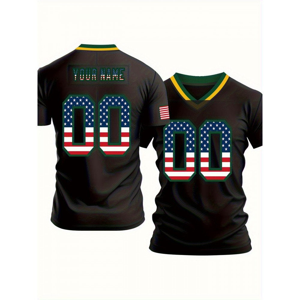 Customizable Women'S Football Jersey - Personalized Name & Number, American Flag Design, V-Neck Sleeveless Top for Summer Sports & Casual Wear, Breathable Fabric, Outdoor Activities, Football Jersey, Patriotic Design, Comfortable Fit Customizable Women'S Football Jersey - Personalized Name & Number, American Flag Design, V-Neck Sleeveless Top for Summer Sports & Casual Wear, Breathable Fabric, Outdoor Activities, Football Jersey, Patriotic Design, Comfortable Fit