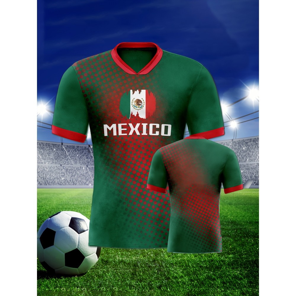 Professional Sports Fabric Women's Creative Graphic Print South American National Team Football Jersey T-Shirt, As Gifts For Sports Fans Professional Sports Fabric Women's Creative Graphic Print South American National Team Football Jersey T-Shirt, As Gifts For Sports Fans