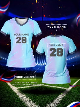 [Customized Football Shirt] Customized Breathable V-Neck Football Shirt Tops | Women's Team Personal Training Sports Fitness Comfortable Quick Drying Daily Leisure