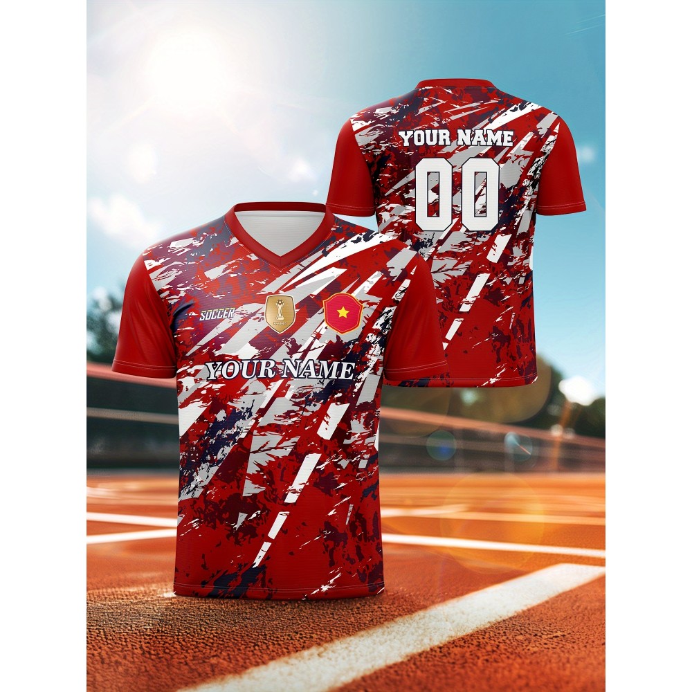 Custom Youngsters' Soccer Jersey - V-Neck, Quick-Dry Fabric, Personalized Name & Number - Perfect for Sports & Casual Wear, Perfect for Outdoor Custom Youngsters' Soccer Jersey - V-Neck, Quick-Dry Fabric, Personalized Name & Number - Perfect for Sports & Casual Wear, Perfect for Outdoor