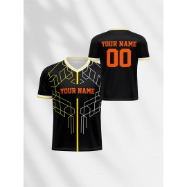 1pc Customizable V-Neck Soccer Jersey for Kids - 100% Polyester Knit Fabric, All-Over Print, Personalized Name & Number, Regular Fit for Boys & Girls - Ideal for Sports, Casual Wear, Training, Beach, Birthday & Outdoors