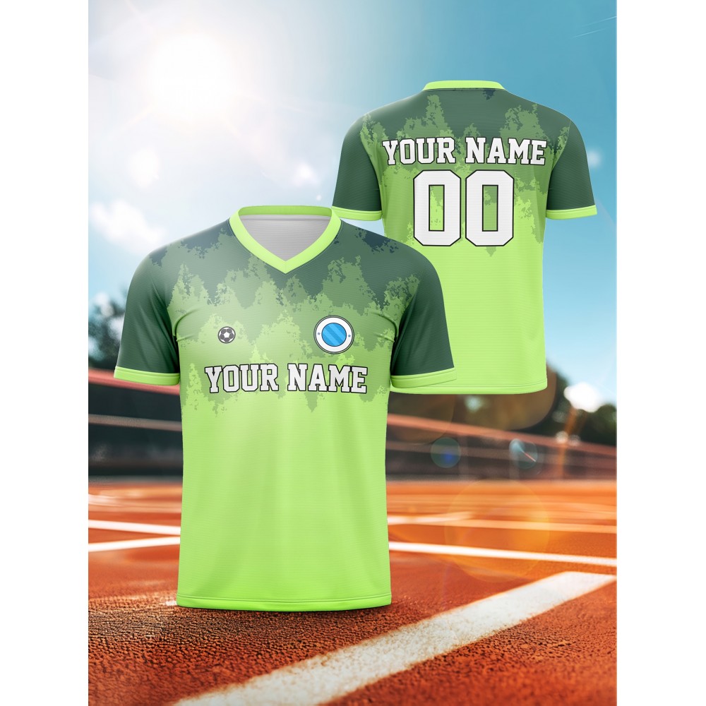 Customizable Youngsters' Soccer Jersey - V-Neck, Personalized Name & Number, Bright Green with Blue Accents, Comfortable for Sports, Outdoor Play & Training, Youth Sports Apparel | Vibrant Youth Top | Comfortable Polyester Customizable Youngsters' Soccer Jersey - V-Neck, Personalized Name & Number, Bright Green with Blue Accents, Comfortable for Sports, Outdoor Play & Training, Youth Sports Apparel | Vibrant Youth Top | Comfortable Polyester