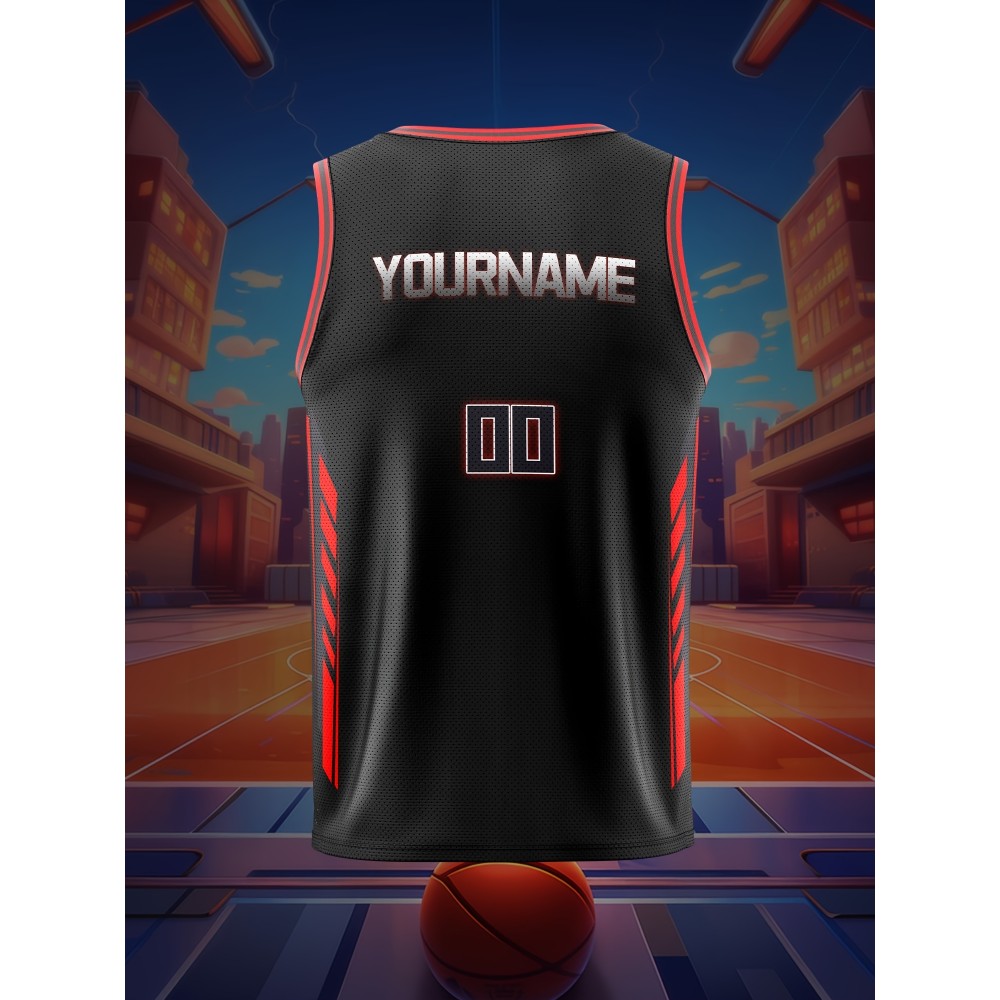 Customizable Kids' Basketball Jersey - Black with Red & White Accents, Breathable & Comfort Fit for Sports, Training, and Parties, Outdoor Basketball Gear | Customizable Jersey | Comfortable Fit, Basketball Jersey Customizable Kids' Basketball Jersey - Black with Red & White Accents, Breathable & Comfort Fit for Sports, Training, and Parties, Outdoor Basketball Gear | Customizable Jersey | Comfortable Fit, Basketball Jersey