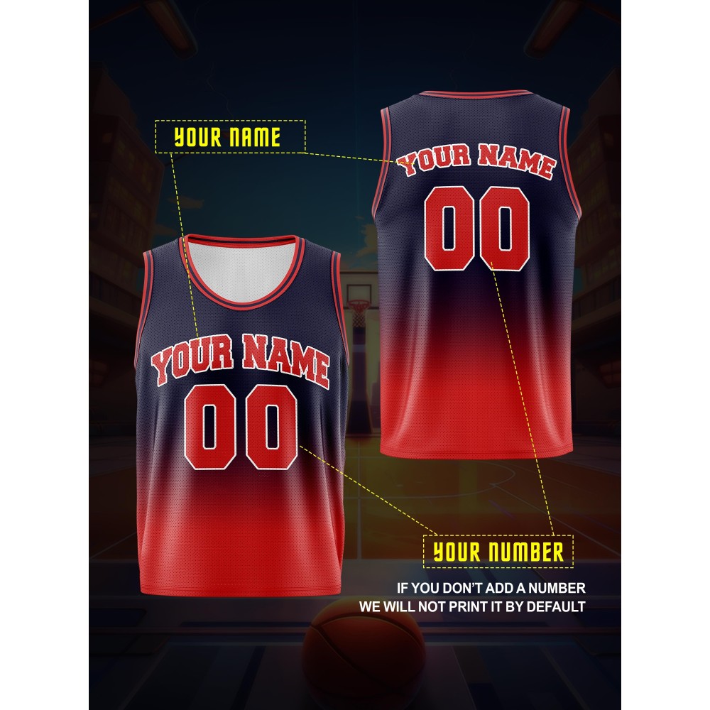 Youngsters' Customizable Basketball Vest - Your Name & Number | Navy Blue with Red Accents, Breathable & Comfortable Polyester, Ideal for Sports Training & Outdoor Fun, Machine Washable, Perfect for Outdoor Youngsters' Customizable Basketball Vest - Your Name & Number | Navy Blue with Red Accents, Breathable & Comfortable Polyester, Ideal for Sports Training & Outdoor Fun, Machine Washable, Perfect for Outdoor