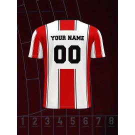 Custom Youngsters' Soccer Jersey - Quick-Dry, Breathable Polyester V-Neck T-Shirt with Personalized Name & Number Design for Boys & Girls - Perfect for Sports & Outdoor Activities, Running, Training, Beach Outings - Spring/Summer/Fall, Perfect for Outdoor