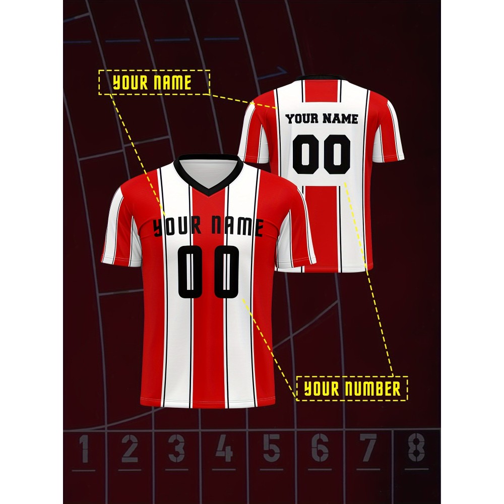 Custom Youngsters' Soccer Jersey - Quick-Dry, Breathable Polyester V-Neck T-Shirt with Personalized Name & Number Design for Boys & Girls - Perfect for Sports & Outdoor Activities, Running, Training, Beach Outings - Spring/Summer/Fall, Perfect for Outdoor Custom Youngsters' Soccer Jersey - Quick-Dry, Breathable Polyester V-Neck T-Shirt with Personalized Name & Number Design for Boys & Girls - Perfect for Sports & Outdoor Activities, Running, Training, Beach Outings - Spring/Summer/Fall, Perfect for Outdoor