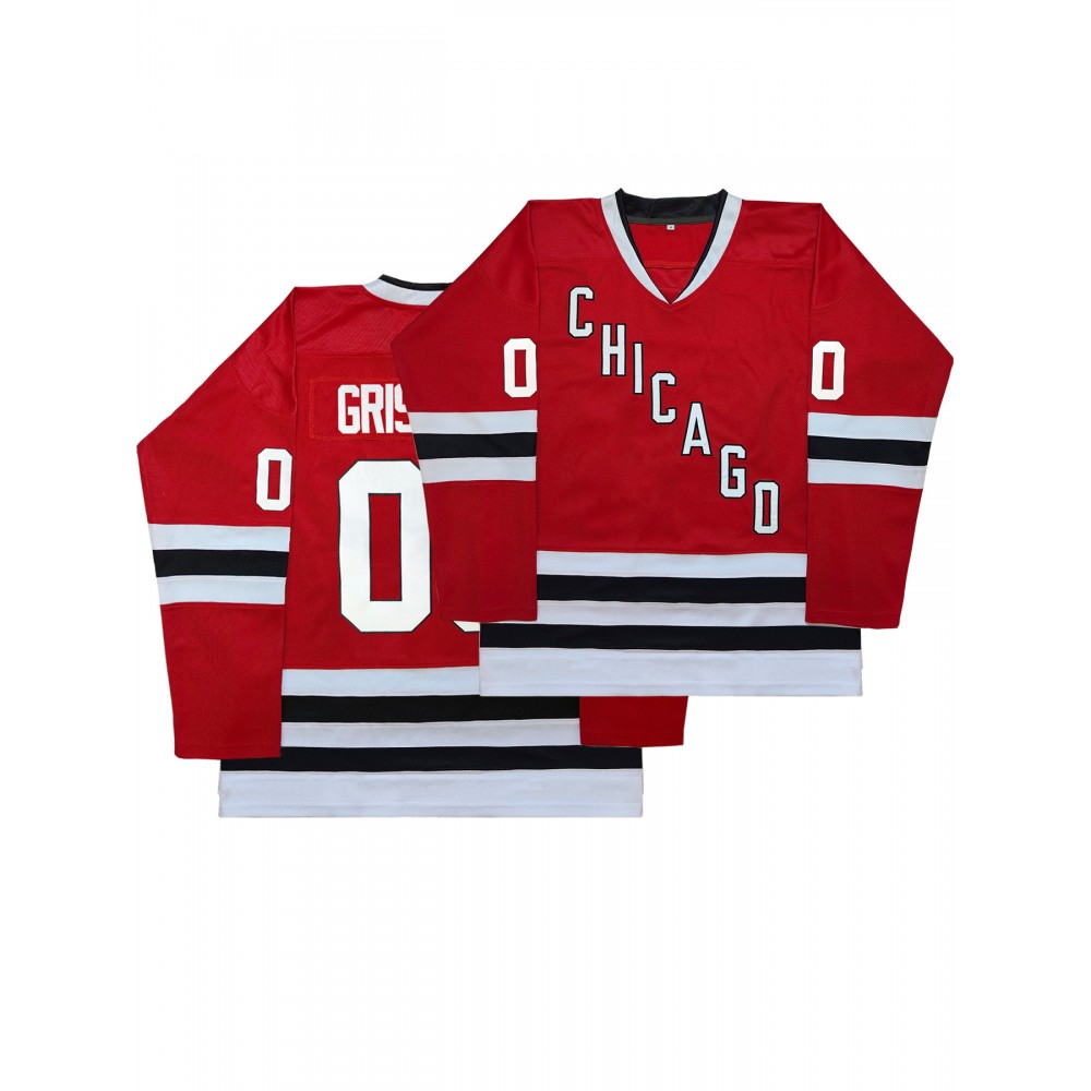Men'S #00 Embroidery Red ice hockey Sport Jersey : V-neck short sleeves Breathable Sports Uniform For Training Competition