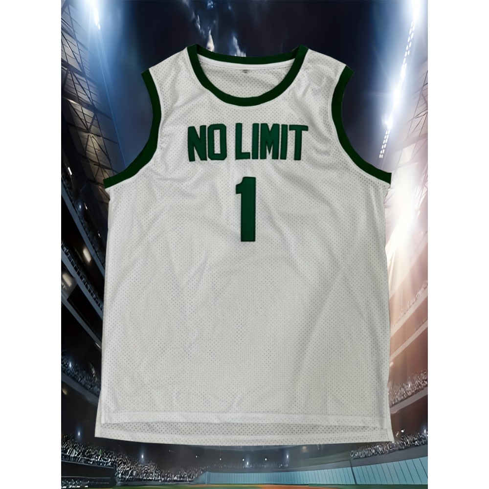 Men's #1 Basketball Jersey - White with Green Men's #1 Basketball Jersey - White with Green