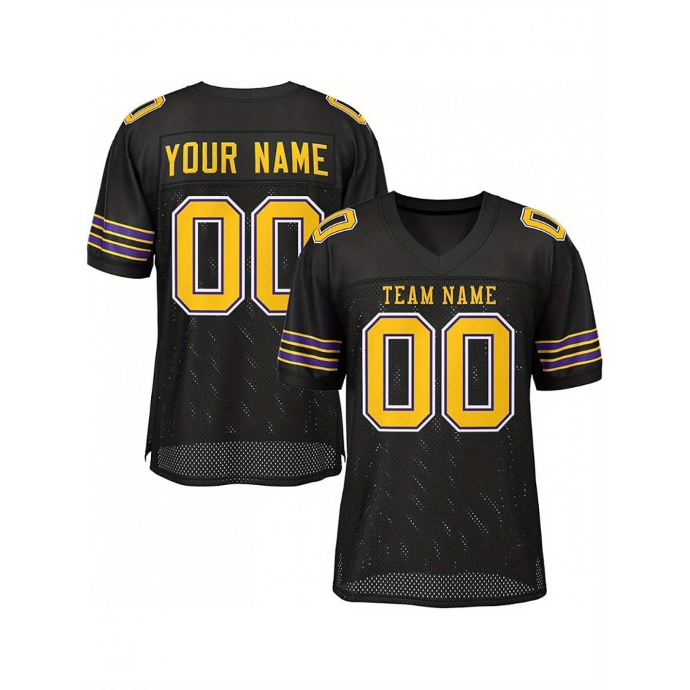 Customizable Football Jersey - Personalized Team Name & Number, Breathable Mesh Back, V-Neck Design, Unisex for Men & Women, Outdoor Sports, Summer Activewear, Custom Football Jersey Customizable Football Jersey - Personalized Team Name & Number, Breathable Mesh Back, V-Neck Design, Unisex for Men & Women, Outdoor Sports, Summer Activewear, Custom Football Jersey